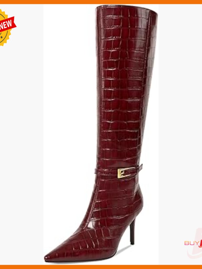 Women's Knee High Boots Stiletto Heel Pointed Toe Side Zipper Faux Leather
